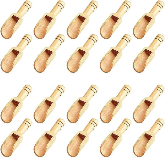 20pc Mini Wooden Spoons，Mini Bamboo Spoons for Bath Salts, tea scoop, Washing Powder spoon，wooden candy spoon