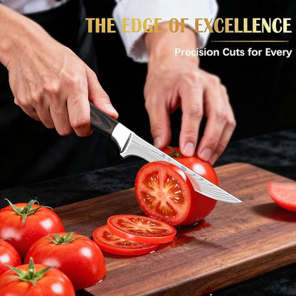 8inch &4inch Stainless Steel Chef's Knives, Japanese High Carbon Steel Sharp Paring Knife with Ergonomic Handle