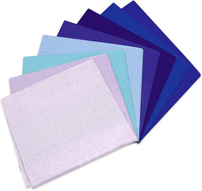 18 * 21inch Cotton Fabric, Premium Fabric Pure Quilting Fat Quarter Bundles Patchwork for Sewing DIY Craft (Blue Purple Series, 8PCS)