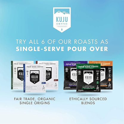 Kuju Coffee Premium Single-Serve Pour Over Coffee | Fair Trade Certified, USDA Organic, Single Origin Coffee, Eco-Friendly | Papua New Guinea - Eastern Highlands, 6-pack