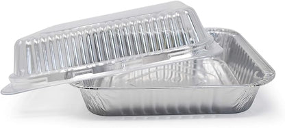 Fig & Leaf (210 Pack) 8” x 8” Square Baking Cake Pans with Plastic Dome Lids | Heavy Duty l Disposable Aluminum Foil Tins l Portable Food Containers l Perfect for Roasting Oven Toaster Cooking