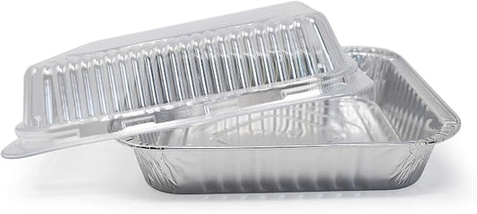 Fig & Leaf (35 Pack) 8” x 8” Square Baking Cake Pans with Plastic Dome Lids | Heavy Duty l Disposable Aluminum Foil Tins l Portable Food Containers l Perfect for Roasting Oven Toaster Cooking