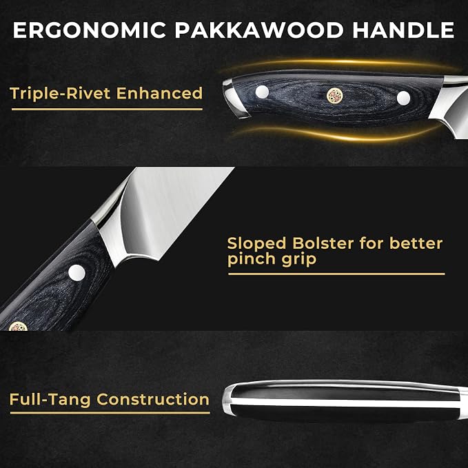 DiiHAUZZ Brisket Knife, 12 Inch Carving Knife for Meat, Razor Sharp High Carbon Steel, Full Tang Ergonomic Pakkawood Handle Slicing Knives for Roast Beef, BBQ, Turkey, Grilling Gift for Men
