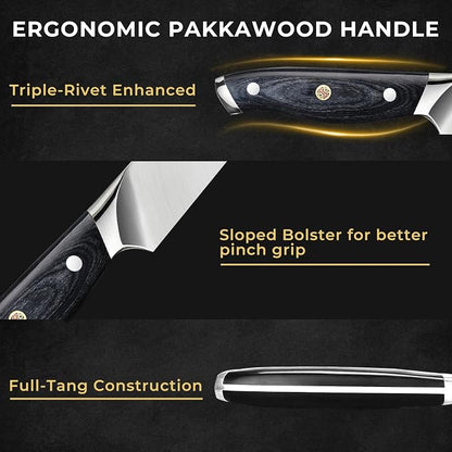 DiiHAUZZ Brisket Knife, 12 Inch Carving Knife for Meat, Razor Sharp High Carbon Steel, Full Tang Ergonomic Pakkawood Handle Slicing Knives for Roast Beef, BBQ, Turkey, Grilling Gift for Men