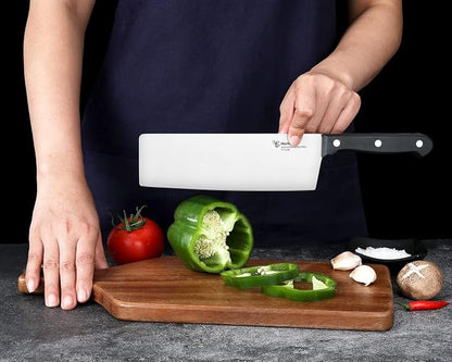 7.5-Inch Chef Knife Santoku – Full Tang Razor-Sharp High Carbon Stainless Steel Blade – Hollow Grind Edge – Ergonomic Grip Handle – Professional Kitchen Knife, Black