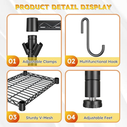 REIBII 2 Tier Mini Fridge Shelf with Storage for Dorm Adjustable Height Storage Shelves Metal Shelving Rack Mini Fridge and Microwave Stand for College Rooms Kitchen, Office, 52.36Hx18.1Dx26.38W