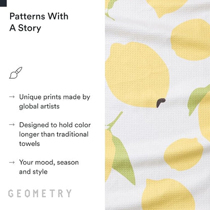 GEOMETRY Kitchen Tea Towels - Quick Dry Microfiber Dish Towels for Kitchen Sunny Lemons, 18" x 30" 1 Pack