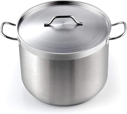 Cooks Standard Professional Stainless Steel Stock Pot, Heavy Duty Induction Soup Pot with Lid, Large Pot for Cooking Pasta, Soup, Oven Safe, Dishwasher Safe, Compatible with Most Stovetops, 30-Quart