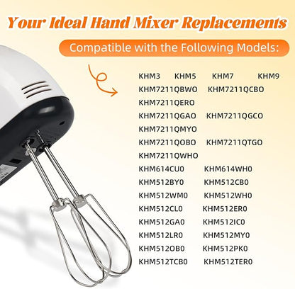 Hand Mixer Beaters for Kitchenaid, W10490648 Beaters Attachments Compatible with KitchenAid Hand Mixer KHM2B AP5644233 PS4082859