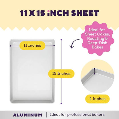 Wilton 11 x 15 Inch Aluminum Baking Sheet Pan, 2-Inch Deep Cake Pan, Even Heating, Rust-Resistant, Professional Quality, Packaging May Vary