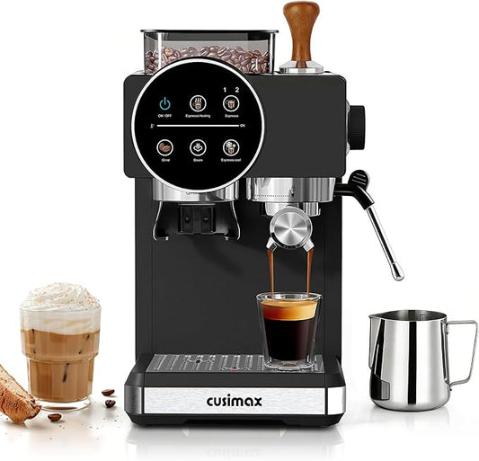 Espresso Machine with Grinder, 20 Bar Professional Expresso Coffee Machines with Milk Frother Steam Wand, Espresso Maker with 60oz Removable Water Tank, Cappuccino & Latte Machine for Home (Dark-Pro)