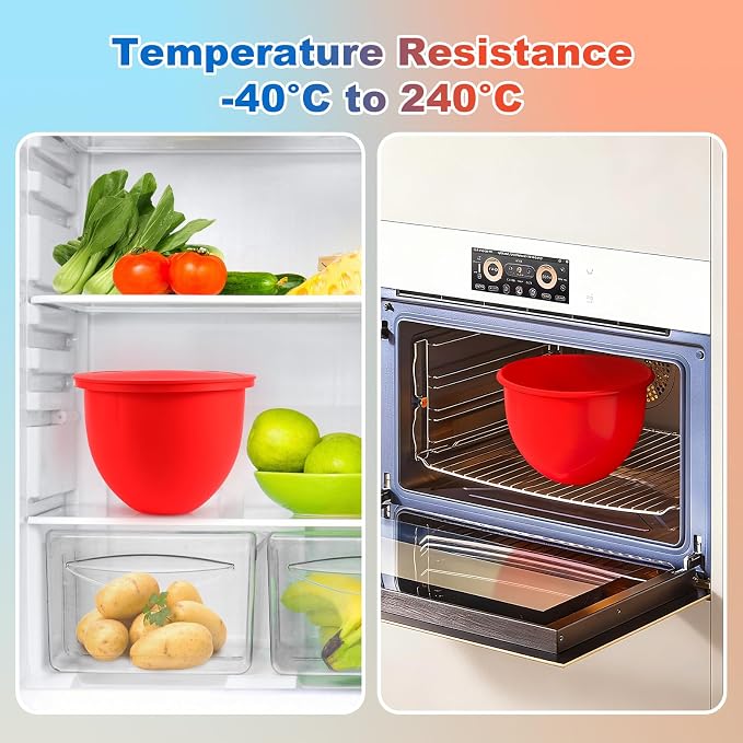 Silicone Bowl Liners for KitchenAid Mixers, 3-Pack Silicone Mixing Liners with Lids, Replacement for 5 Quart Tilt-Head Stand Mixer Bowls Accessories