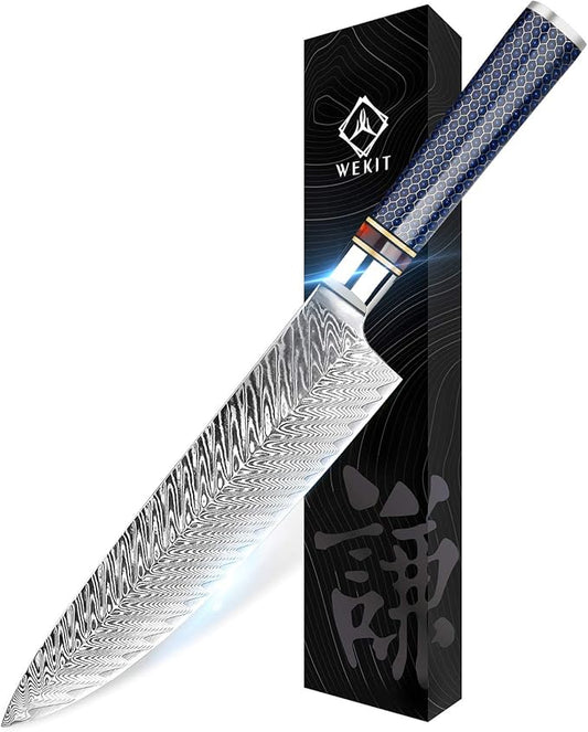 Chef Knife 8 Inch, Damascus Chef Knife Japanese VG10 Kitchen Knife Sharpest 67-Layer High Carbon Stainless Steel knife, Pro Cooking Knife, Meat Cutting Gyuto Chef Knife with Sheath