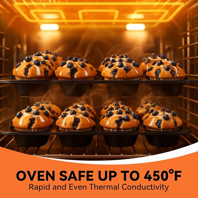 Yoehka 2 Pack Muffin Pan for Baking, Nonstick Cupcake Pan Set, Standard 12-Cups Muffin Tin for Baking Cupcakes, Carbon Steel Baking Supplies