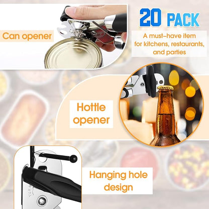 Gisafai 20 Pcs Manual Can Opener Bulk with Sharp Blade Smooth Edge Multifunctional Kitchen Gadget Handheld Openers Large Handheld Knob Can and Bottle Animals for Dorm Kitchen Essentials Gifts