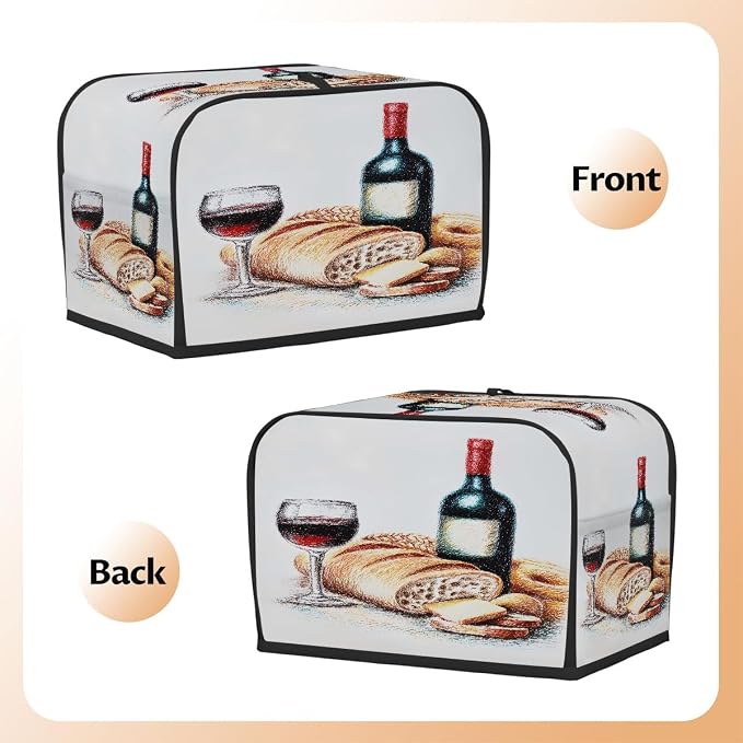 Red Wine Toaster Cover 2 Slice Wide Slot Washable Toaster Covers | Modern Food Dust and Fingerprint Protection Bread Maker Covers for Kitchen Accessories Decor Bakeware Women Gift