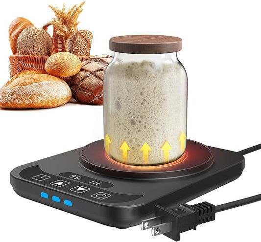 Sourdough Starter Warmer with Temperature Display,Sourdough Warming Mats 100℉ Electric Heating 12 Hours Timing Function Sourdough Heating Mat Bread for Baking Supplies Kitchen Bakers (Black)