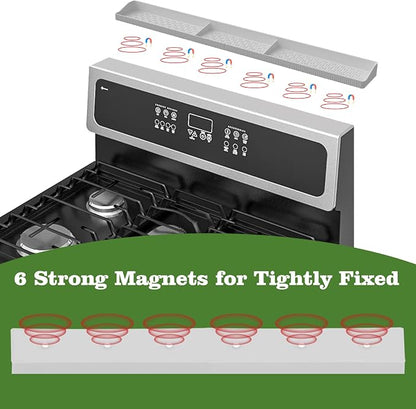 30 Inch Silicone Stove Top Shelf Magnetic for Kitchen, Strong Magnetic Heat Resistant Spice Rack Organizer for Over Stove Oven (White)
