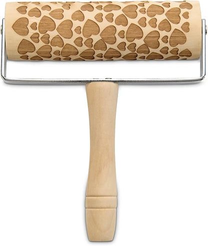 Mrs. Anderson’s Baking Mini Embossing Rolling Pin, Hearts Design, Poplar Wood and Chrome-Plated Iron