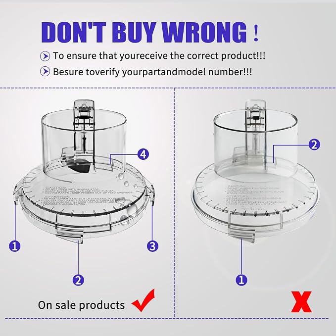 4 Locking Tabs DFP-14NWBCT1 Clear Food Processor Work Bowl Cover Compatible with Cuisinart Tritan Only fits Bowl DLC-005AGTXT1 Fits Model DFP-14, NOTE:This New Lid Only Fits WorkBowl with 4 Tabs