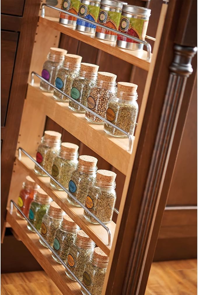 Rev-A-Shelf 432-BF-3C 3" Wood Base Cabinet Pullout Filler Organizer with Adjustable Shelves