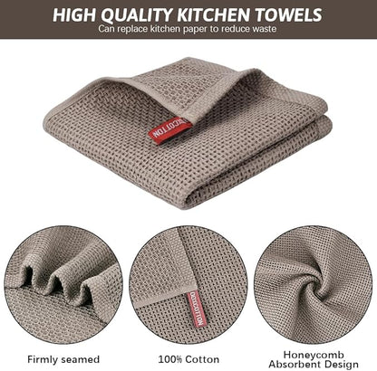 Niallant 12 Pack Cotton Waffle Weave Dish Towels, Soft & Absorbent Kitchen Dish Rags, 12x12 Inch