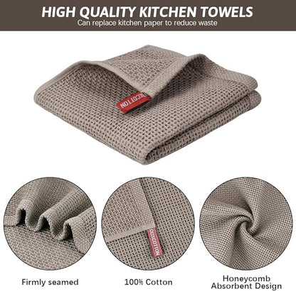 Nialnant 6 Pack 100% Cotton Waffle Weave Kitchen Towels,Soft and Absorbent Kitchen Dish Rags, Dish Cloths for Washing Dishes-12x12 Inches