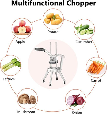 ROVSUN Commercial Vegetable Chopper French Fry Cutter Potato Slicer Fruit Chopper, Super Value Set of Suction Feet, 1/2'', 3/8'', 1/4'', 8-Wedge Blades and Pusher Blocks for Restaurant, Home & Kitchen