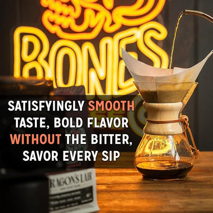 Bones Coffee Company Cherry Ice Cream Flavored Coffee, Medium Roast Low Acid Arabica Beans Compatible with Auto drip and French Press Coffee Maker, 12 Oz Ground