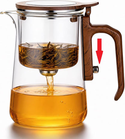 Enchanted Tea Pot, Magic Tea Pot for Loose Leaf Tea Steeper, Heat Resistant Borosilicate Glass Teapot with Tea Infuser, Ideal Gift for Tea Lovers - 27 oz (800 ml) (Hinged Lid)