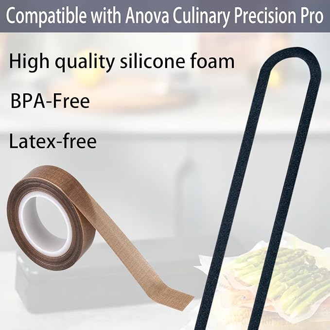 4 Pack Foam Replacement Gaskets compatible with Anova Culinary Precision Vacuum Sealer Pro,Teflon Tape/PTFE Tape for Anova Culinary Precision Vacuum Sealer Pro（PTFE Tape 33 Feet） (12.8*1.56*0.35)