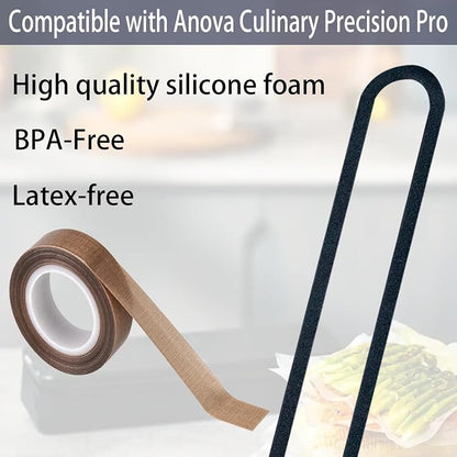 4 Pack Foam Replacement Gaskets compatible with Anova Culinary Precision Vacuum Sealer Pro,Teflon Tape/PTFE Tape for Anova Culinary Precision Vacuum Sealer Pro（PTFE Tape 33 Feet） (12.8*1.56*0.35)