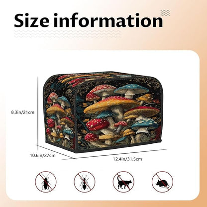 4 Slice Psychedelic Mushroom Color Toaster Cover Waterproof Dust Fingerprint Bread Machine Cover Washable Kitchen Appliance Protector For Home Kitchen Bakeware Table Decor Women Gifts