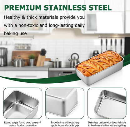 TeamFar Loaf Pans for Baking, 9 × 5 Inch Stainless Steel Loaf Bread Pans Tins for Homemade Bread/Brownies, Healthy & Sturdy, Oven & Dishwasher Safe - Set of 8