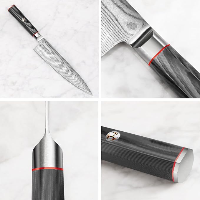 Cangshan YARI Series X-7 Damascus Steel 8-inch Chef's Knife with Sheath