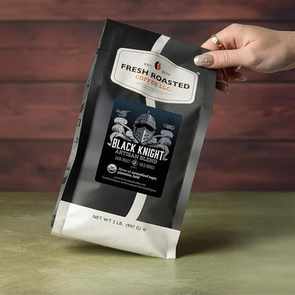 Fresh Roasted Coffee, Organic Black Knight Whole Bean Coffee, Dark Roast, USDA Organic, Kosher, 2 lb (32 oz)