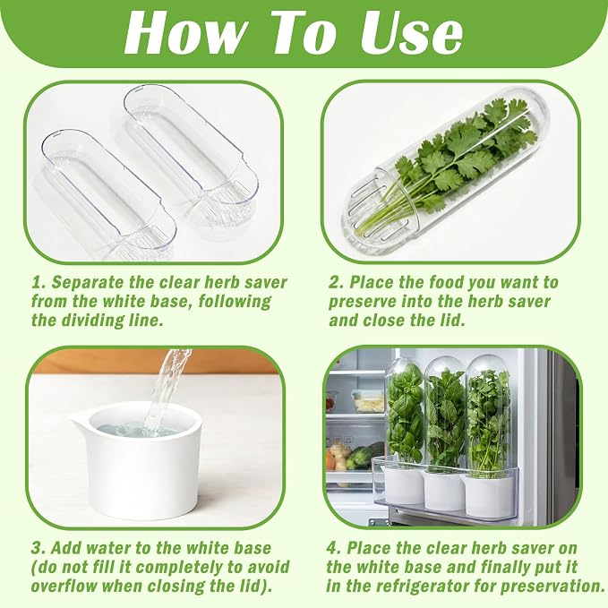 Herb Saver for Refrigerator, 3Pack Herb Keeper & Cilantro Container for Fridge, Fresh Herbs Lettuce Keeper Preservation Storage Container for Cilantro, Parsley, Asparagus, Extends 2-3 Weeks