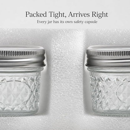 4 oz Glass Jars with Lids, 6 Pack Small Mason Jars with Gift Bags & Tags, Rustproof Airtight Mini Glass Jars, Straight Sided Jelly Jars for Baby Food, Spice, Jam, Candle Making & Favors