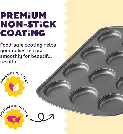 Wilton Gold Non-Stick Muffin Top Pan - Perfect for Muffin Tops, Egg Bites & Mini Layered Cakes - Made without PFAS & Scratch Resistant - 11 x 16 Inch