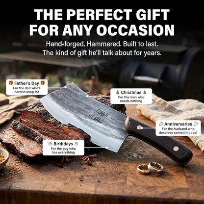 COOLINA Altomino Handmade Chef Knife, 7.1 in High Manganese Clad Steel Blade, for Slicing Meat and Vegetables