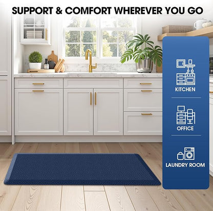Mattitude Kitchen Mat Cushioned Anti-Fatigue Floor Mat Water Resistant Non-Slip Mats and Rugs Standing and Comfort Desk Mats for House Sink Office Laundry (Blue, 17.3"x39")