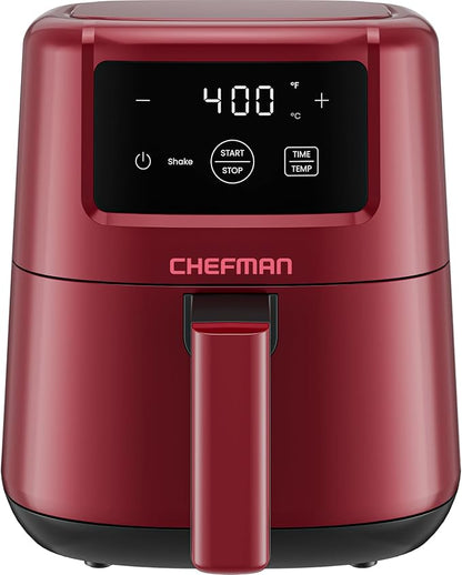 CHEFMAN 2 Qt Mini Air Fryer – Digital Space-Saving Compact Air Fryer with Nonstick and Dishwasher Safe Basket, Quick & Easy Meals in Minutes, Features Digital Timer and Shake Reminder – Red