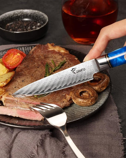 Kitchen Utility Knife 5 Inch, Japanese VG10 Steel Damascus Paring knife, Small Kitchen Chef Knife with Gift Box and Resin Wood Handle, Ideal Gift for Your Beloved Men or Women