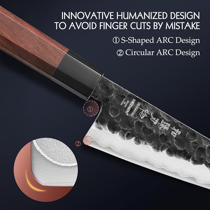 HEZHEN 5.8 inch Multi-purpose Honesuki Knife,10Cr15CoMoV Steel Core,Triple-layer Composite Steel,Redwood Handle,Professional Kitchen Knife - Razor Sharp
