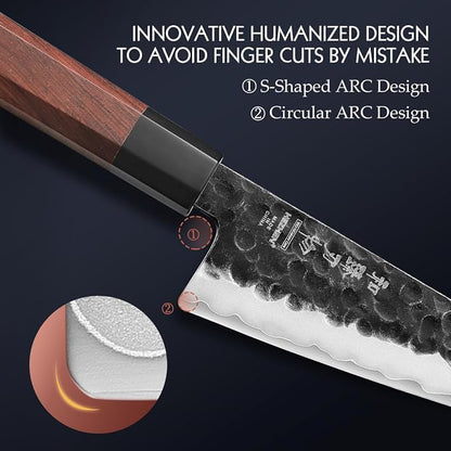 HEZHEN 5.8 inch Multi-purpose Honesuki Knife,10Cr15CoMoV Steel Core,Triple-layer Composite Steel,Redwood Handle,Professional Kitchen Knife - Razor Sharp