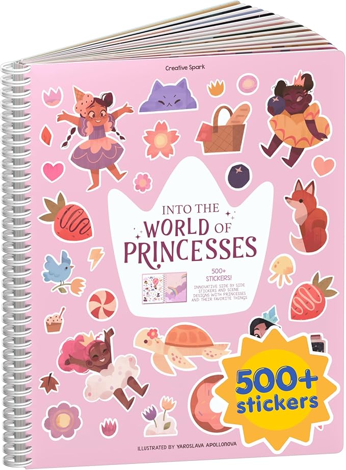 World of Princesses 500+ Sticker Book for Girls by Cupkin Toddler Airplane Activity Coloring + Sticker Book, Road Trip Essentials, 12 Coloring Pages + Scenes for Ages 2–8 Years