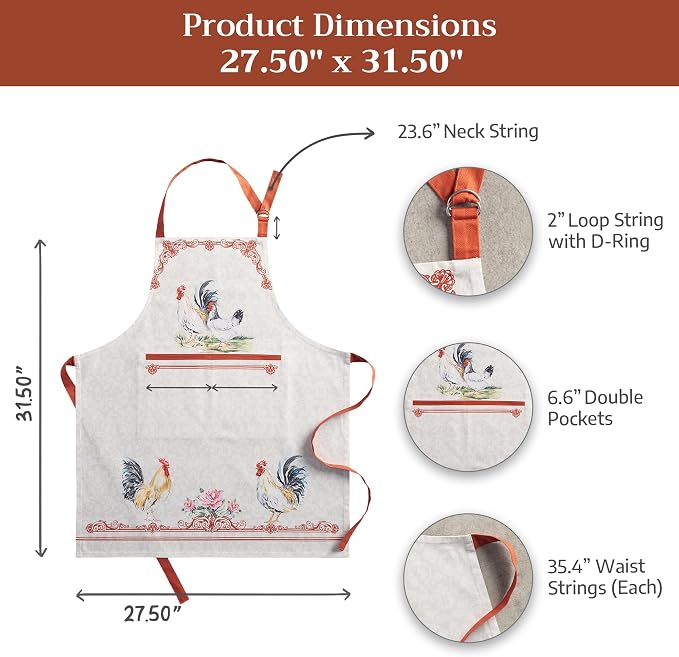 Maison d' Hermine 100% Cotton Apron for women with Pocket Kitchen Chef Apron for Men Cooking Spring Summer