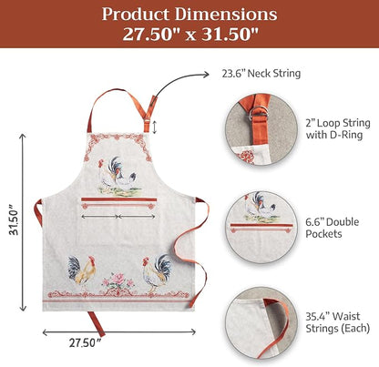 Maison d' Hermine 100% Cotton Apron for women with Pocket Kitchen Chef Apron for Men Cooking Spring Summer