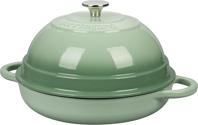 VORRINGARD Cast Iron Enameled Dutch Oven Pot with Lid for Bread Baking, Bread Oven, 6 Quart, Green