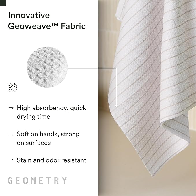 GEOMETRY Kitchen Tea Towels - Quick Dry Microfiber Dish Towels for Kitchen - Revelle 18" x 30" - 1 Pack